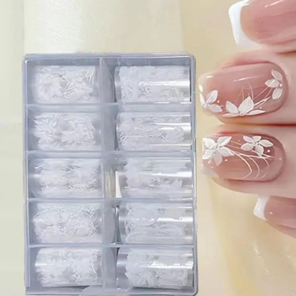 10-Pack Pink Plaid Nail Art Transfer Foils | DIY Manicure Decals Nail Transfer Foils QXL