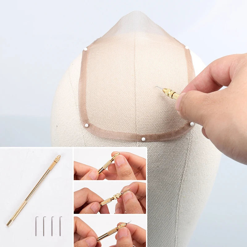 Ventilating Needles for Lace Wig Making | Brass Handle Set Wig Making Tool QXL