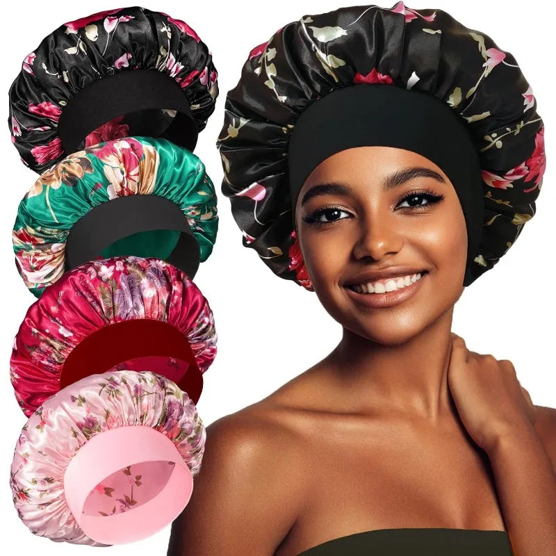 Satin Sleep Bonnet Wide Band | Curly Hair, Braids & Locs Cap Satin Sleep Bonnet QXL