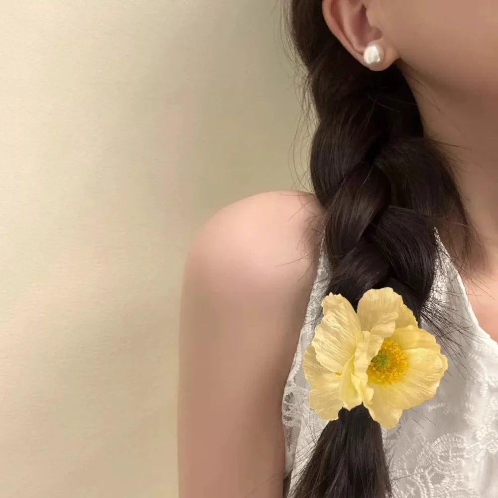 Bohemian Artificial Flower Hair Tie | Floral Ponytail Elastic Floral Hair Tie QXL