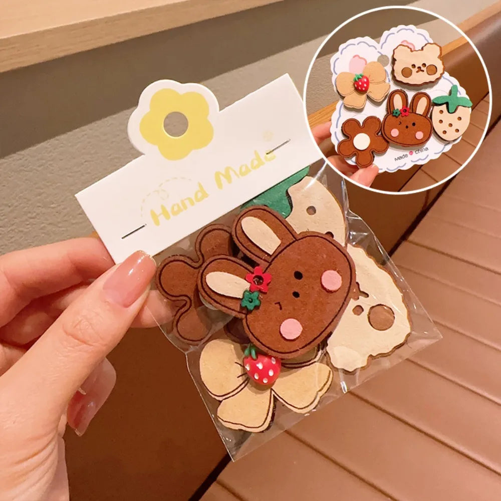5-Pack Cute Cartoon Hair Clips | Gentle Reusable Bangs Clips Cartoon Hair Clips QXL B