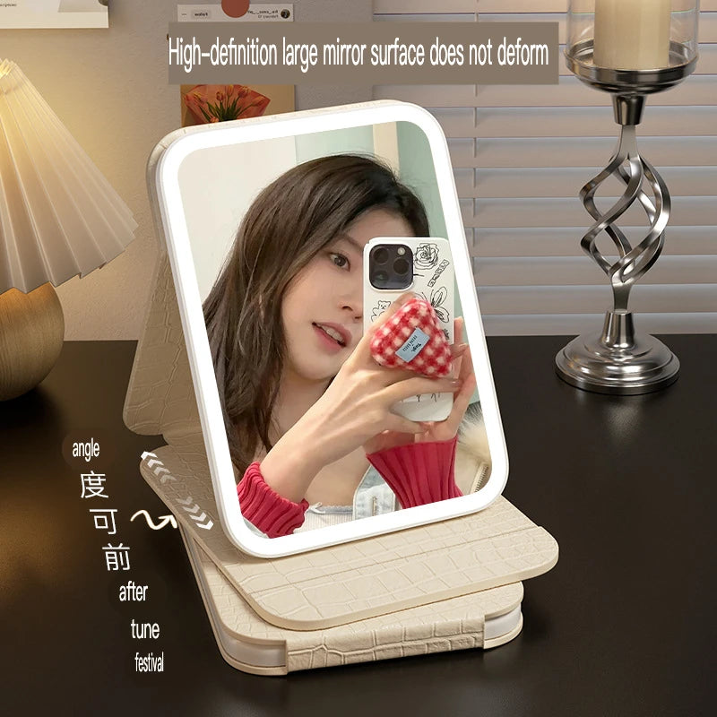 LED Vanity Mirror with Lights | Rechargeable Desktop Makeup Mirror LED Vanity Mirror QXL