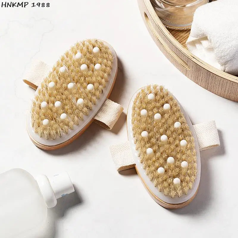 2-in-1 Natural Bristle Dry Body Brush | Exfoliating Massager Dry Body Brush QXL