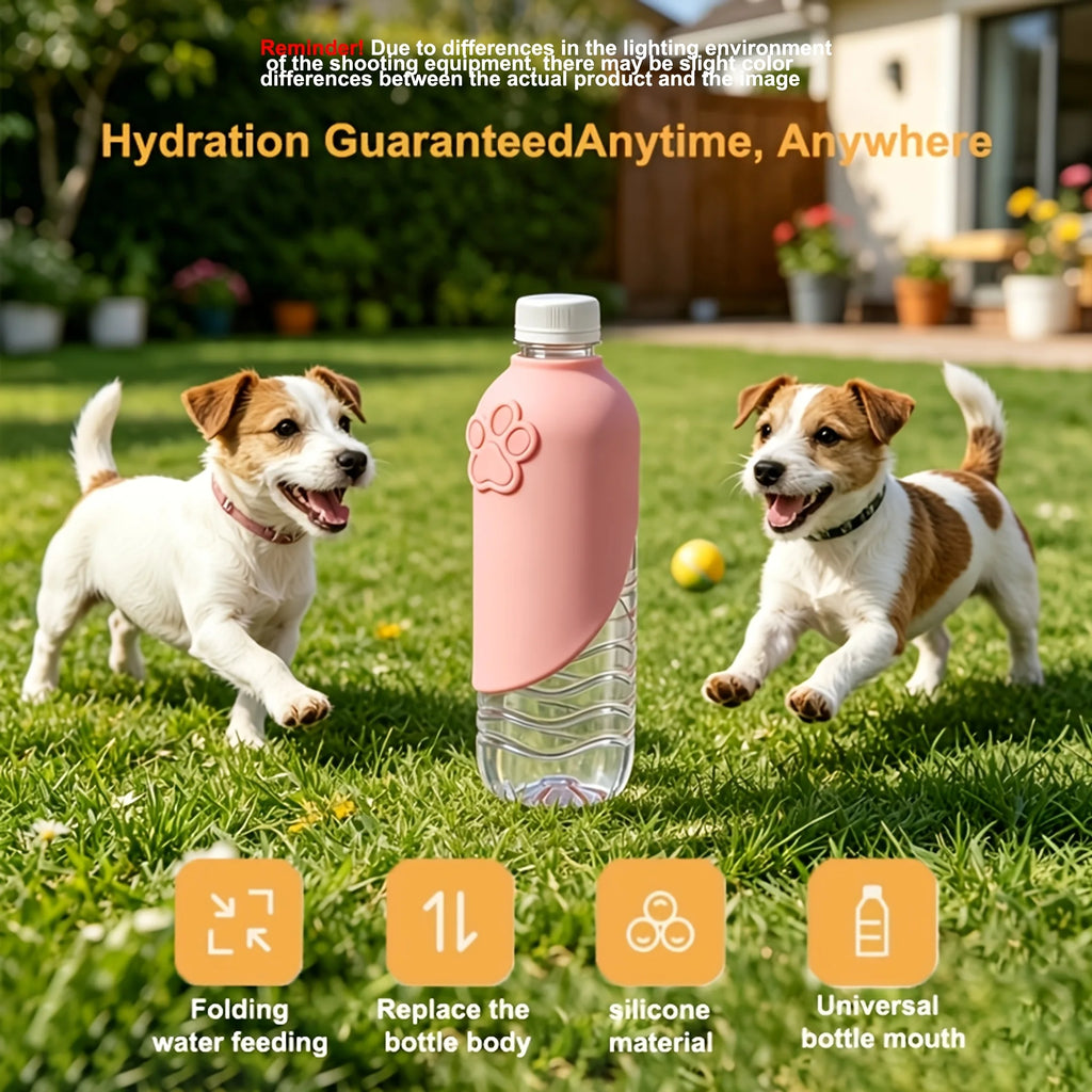 Portable Pet Travel Water Bottle with Foldable Bowl | Dog & Cat Pet Travel Water Bottle QXL Pink
