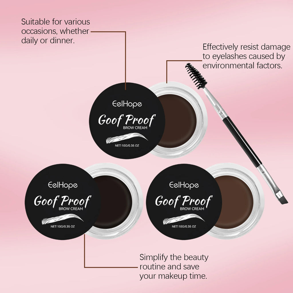 Eelhope Waterproof Eyebrow Tint Cream & Double-Ended Brush Eyebrow Tint Cream QXL