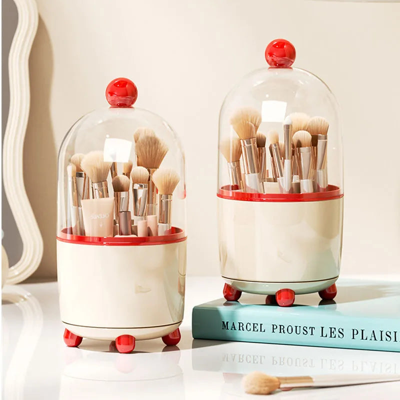 360° Rotating Makeup Brush Holder with Dustproof Lid Makeup Brush Organizer QXL