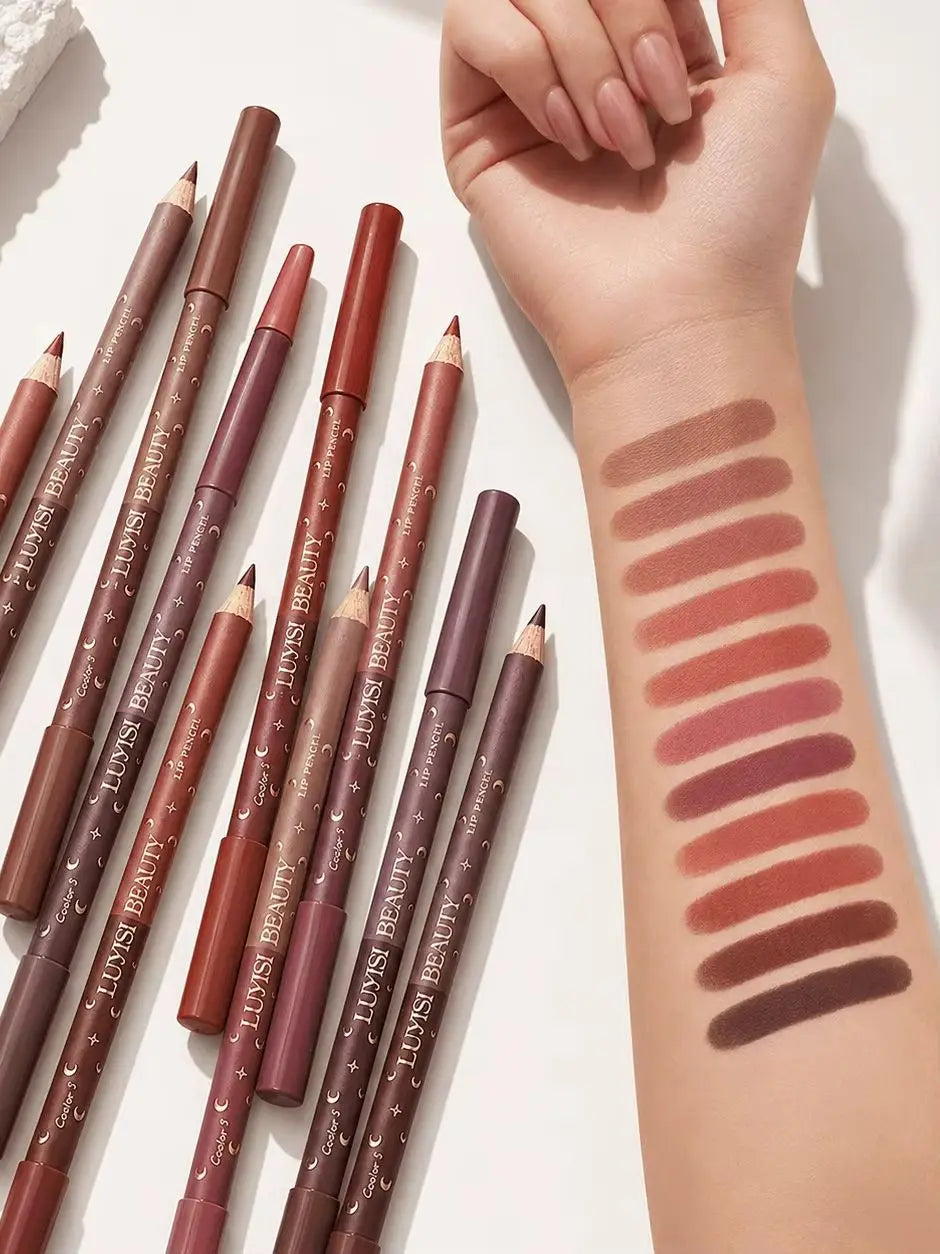 3-Pack Velvet Matte Lip Liners + Sharpener | Waterproof Lip Liner Set QXL