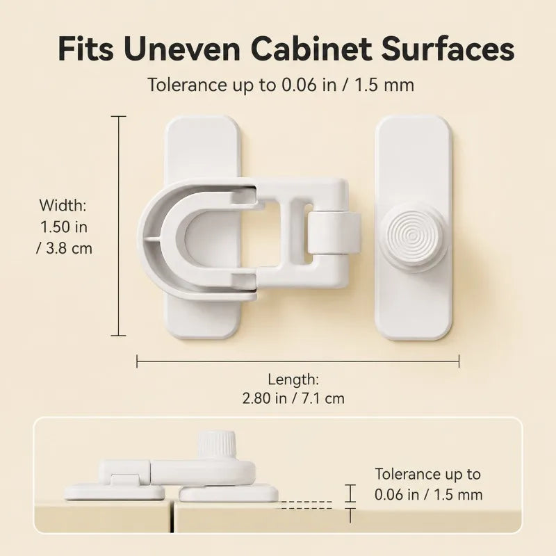 Adhesive Cabinet Safety Lock | 2-Step No-Drill Door Latch Cabinet Safety Lock QXL