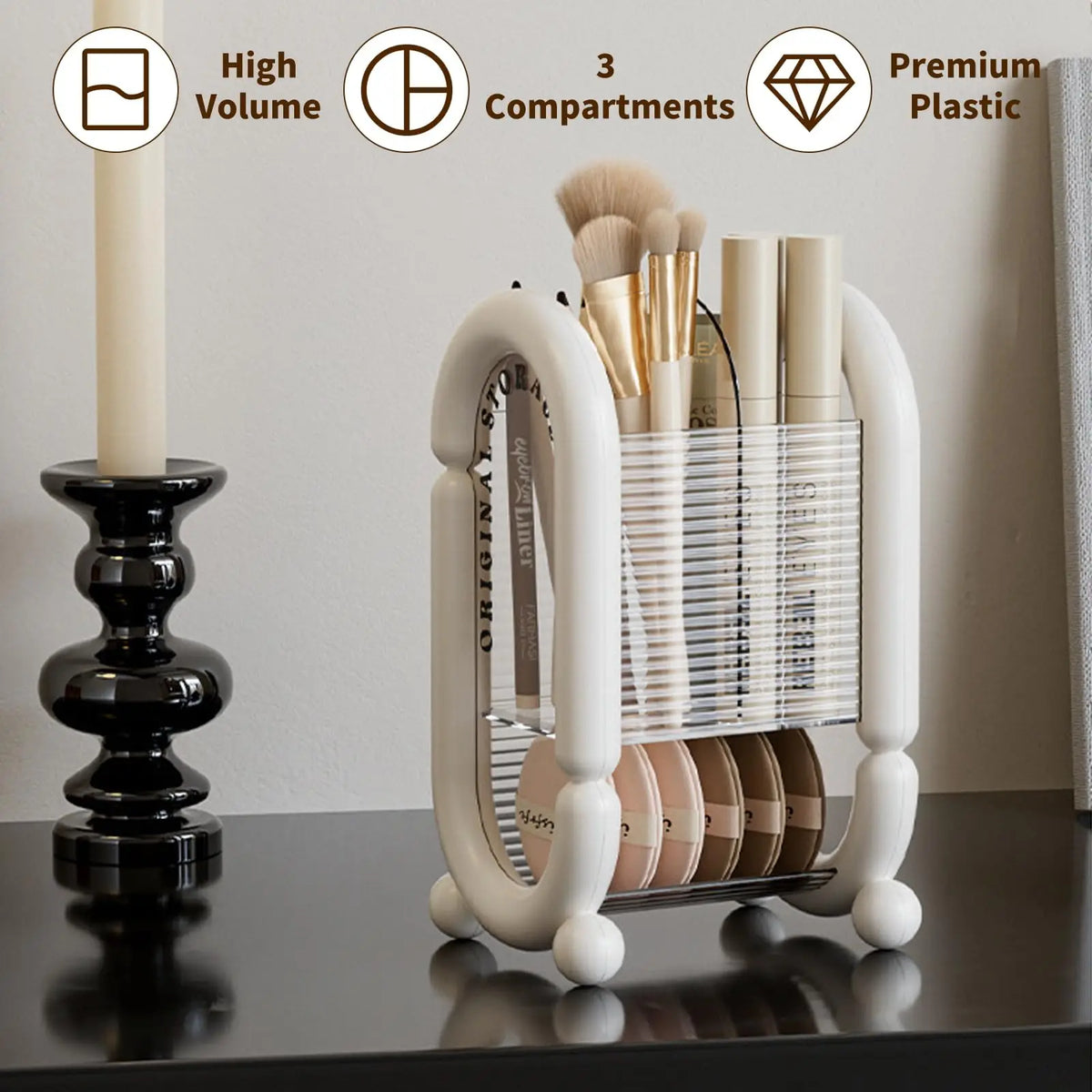 Makeup Brush Holder & Powder Puff Organizer | Vanity Storage Makeup Brush Organizer QXL