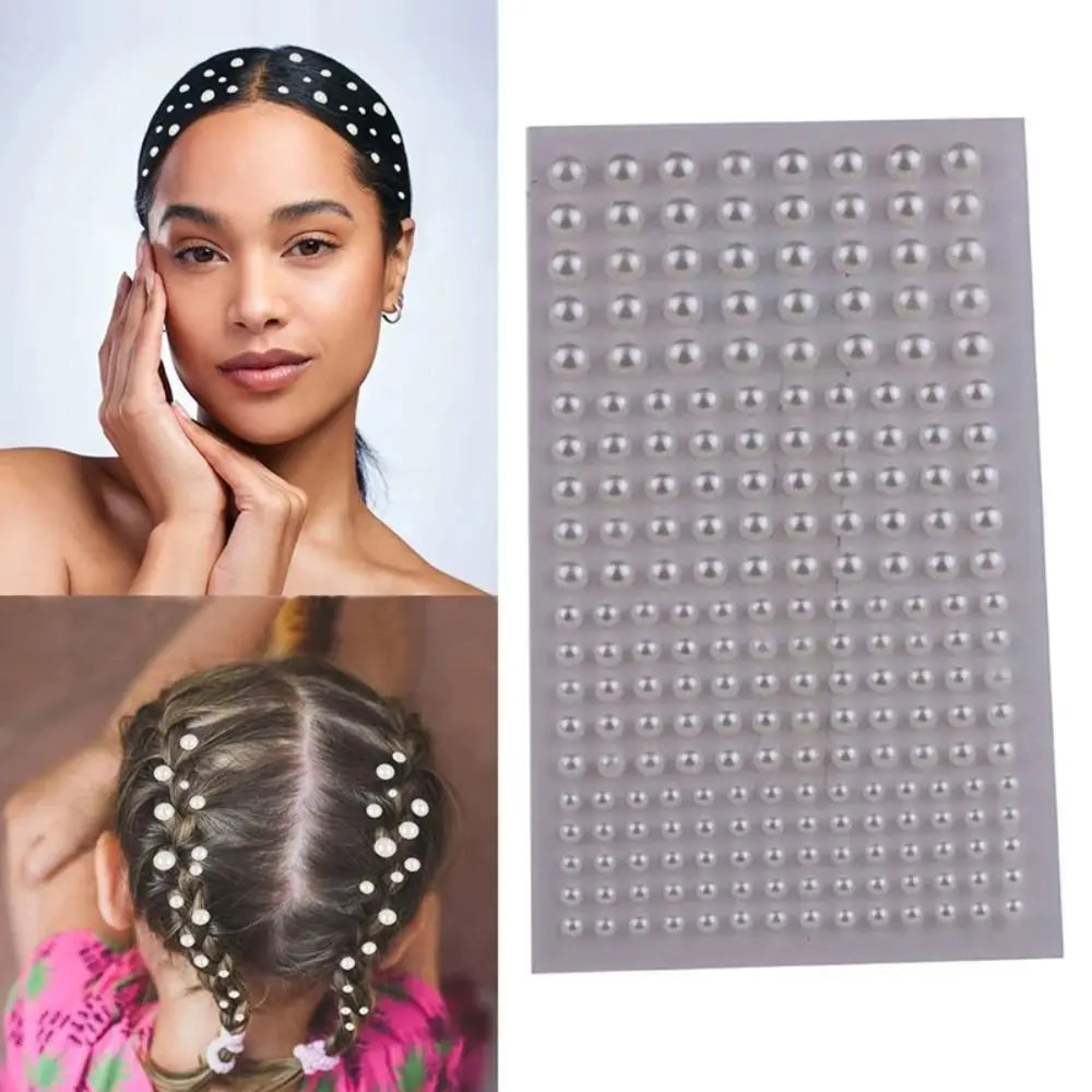 Self-Adhesive Pearl Stickers Beige Mix 3–6mm | Hair & Face Gems Pearl Stickers QXL