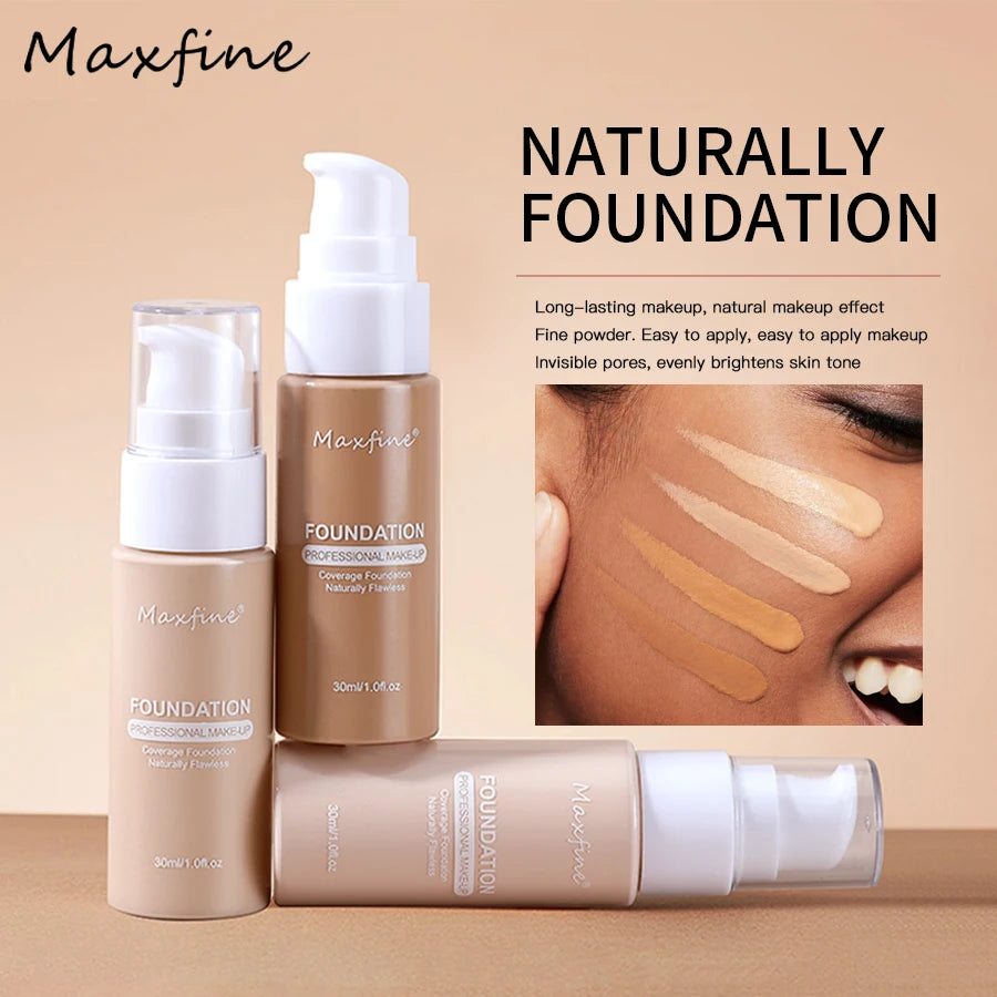 MAXFINE 12-Shade Full Coverage HD Liquid Foundation 30ml Liquid Foundation QXL