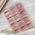 144-Pc Cat Eye Ballet Press-On Nails | Nude Glossy Medium Press-On Nail Tips QXL 144PCS