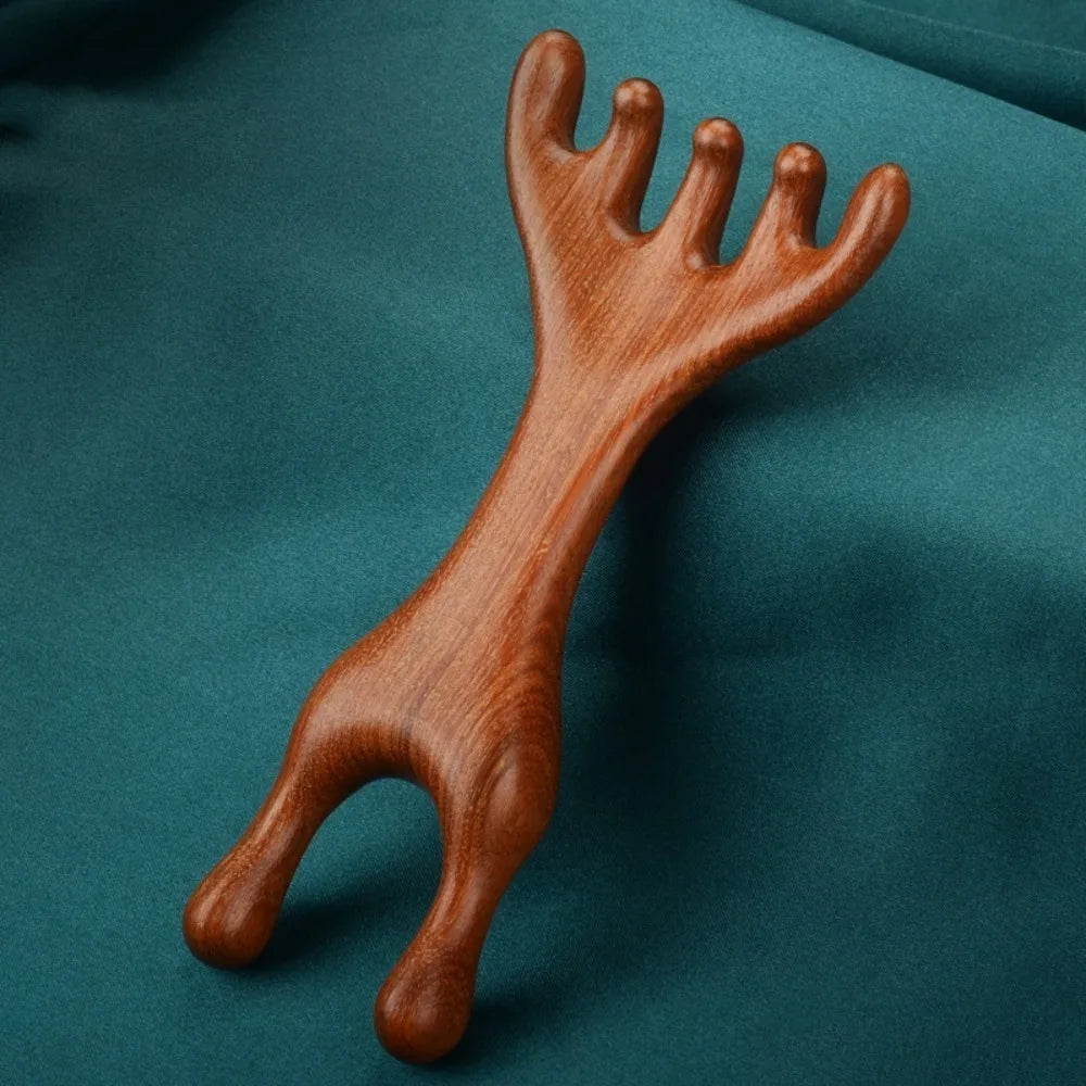 Deer Antler Wood Massage Comb | Anti-Static Wide Tooth Wood Massage Comb QXL 1pc-Wood