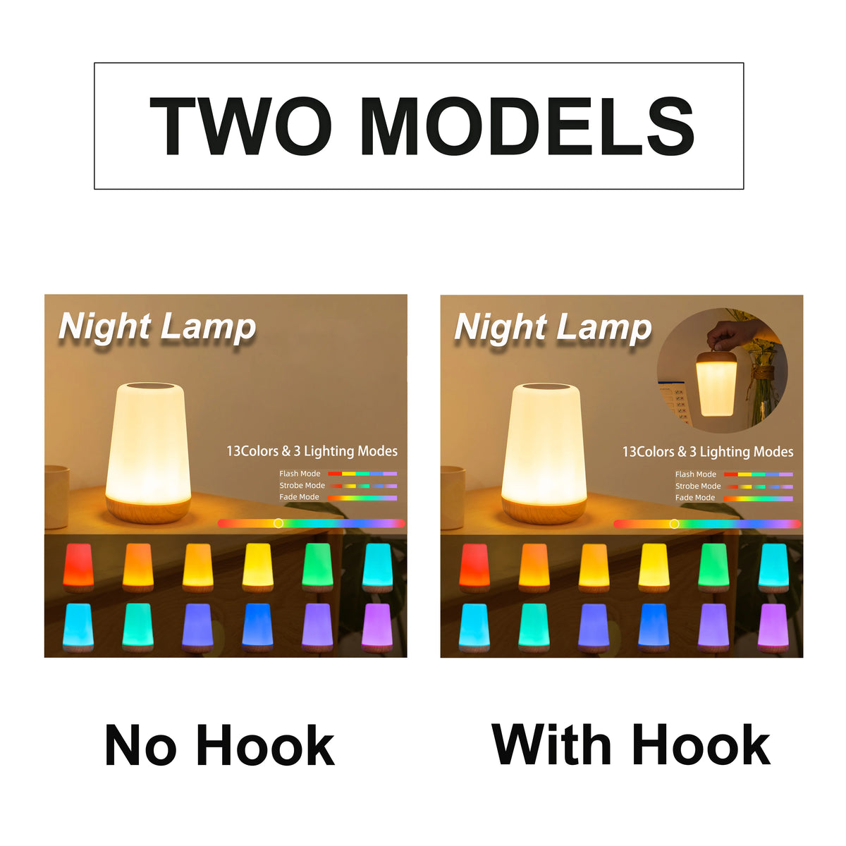 13-Color LED Night Light | Touch & Remote Dimmable Lamp LED Night Light QXL