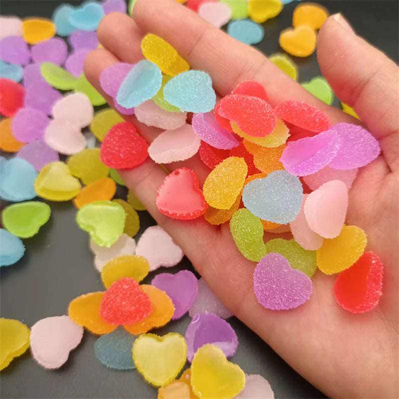 10-Pack 3D Gummy Heart Nail Charms | Kawaii Resin Decorations Nail Art Charms QXL