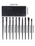 10-Pc Eye Makeup Brush Set with PU Leather Pouch – Black Eye Makeup Brush Set QXL black
