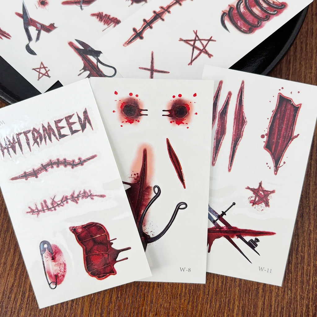 Halloween Scar Tattoo Stickers – Waterproof Temporary Body Art Temporary Tattoo Stickers QXL