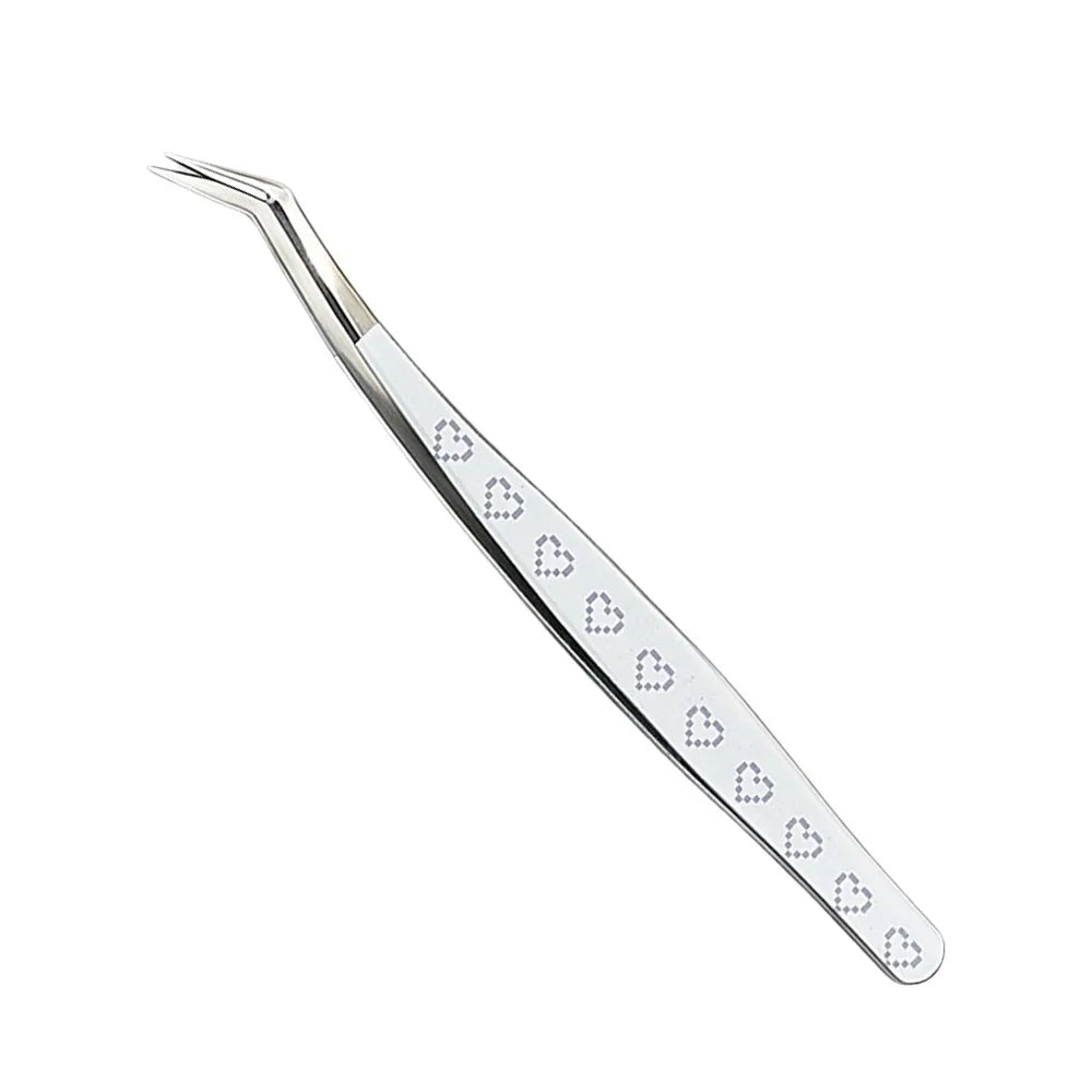 Curved Stainless Steel Eyelash Tweezers | Cartoon Pattern Design Eyelash Tweezers QXL Style 1
