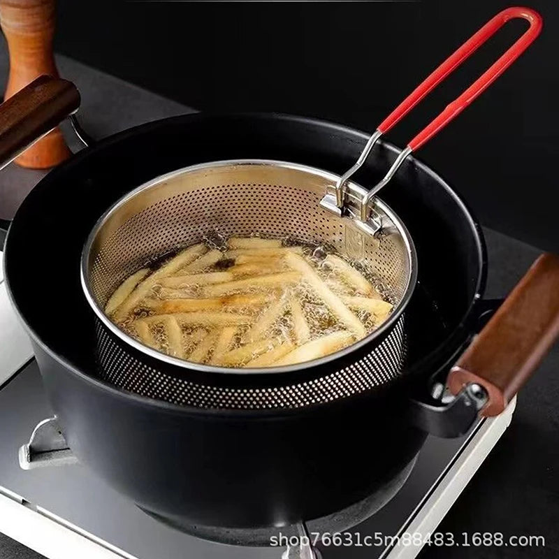 Stainless Steel Fry Basket & Mesh Strainer Spoon | 5 Sizes Mesh Fry Basket QXL