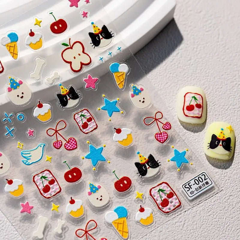 3D Cartoon Bear Nail Stickers | DIY Manicure Decals Nail Art Stickers QXL