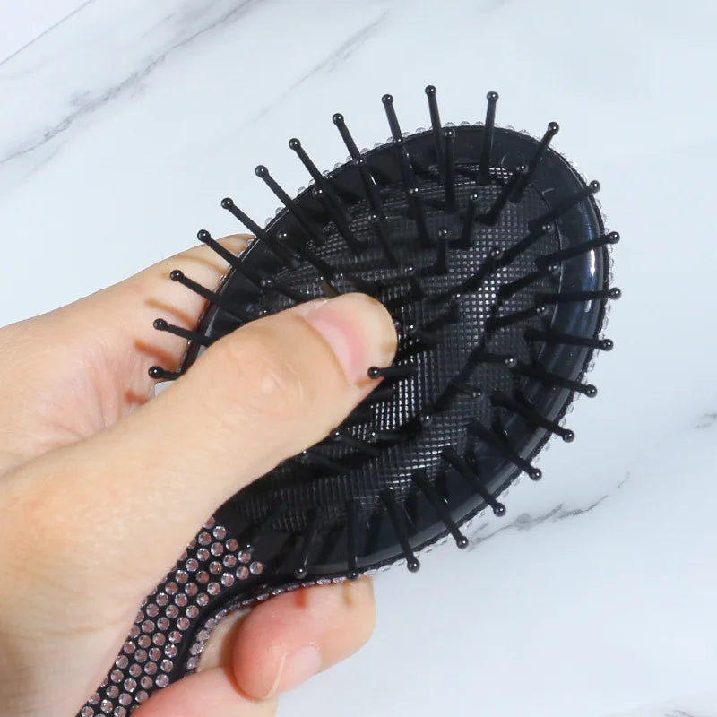 Diamond Rhinestone Folding Air Cushion Comb | Korean Style Folding Hair Comb QXL