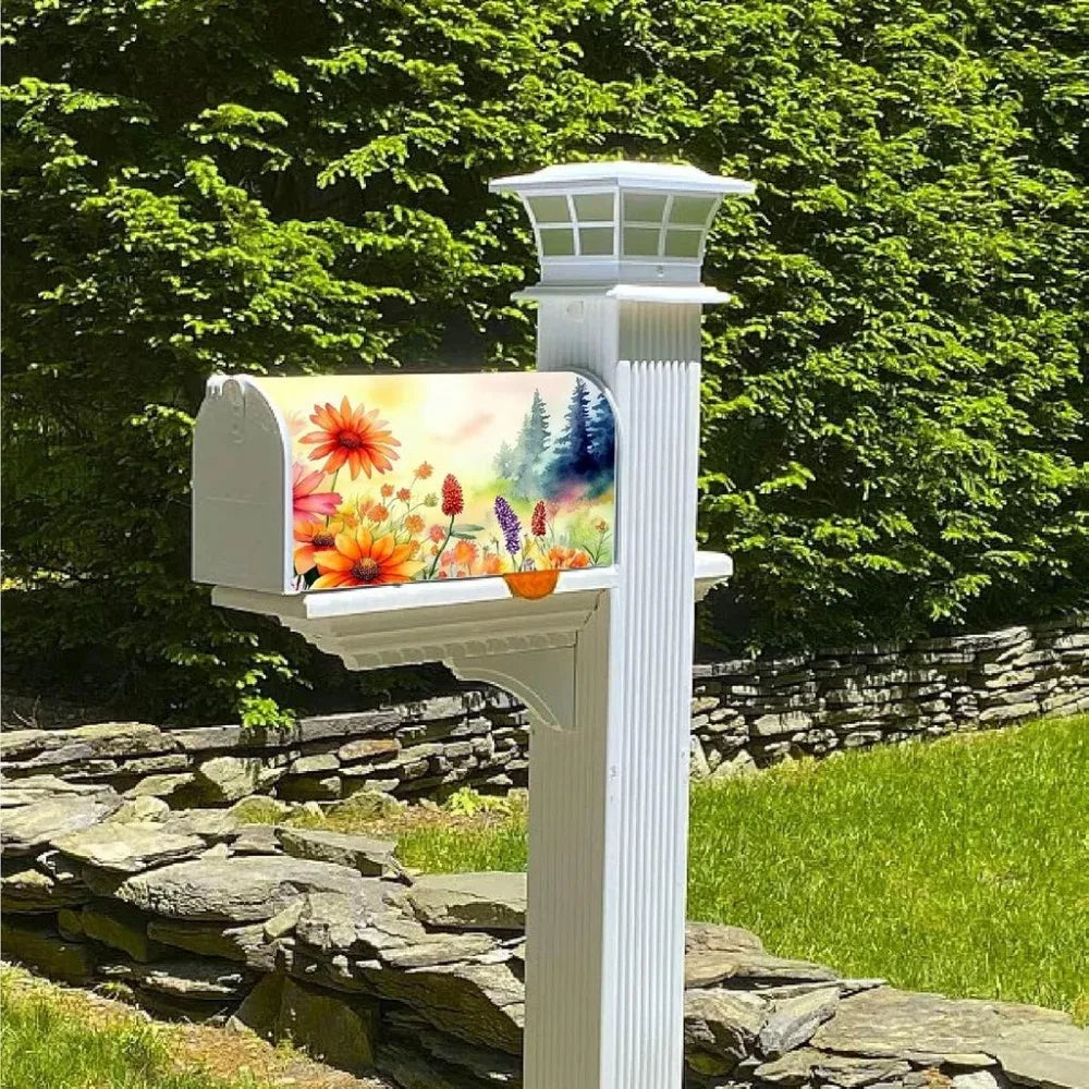 Floral Waterproof Mailbox Cover Wrap | 21x18 Inch Standard Size Mailbox Cover Wrap QXL