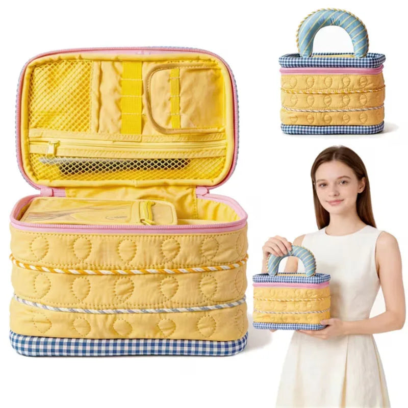 Cute Cake Makeup Brush Organizer Bag | Multi-Pocket Travel Cosmetic Organizer Bag QXL