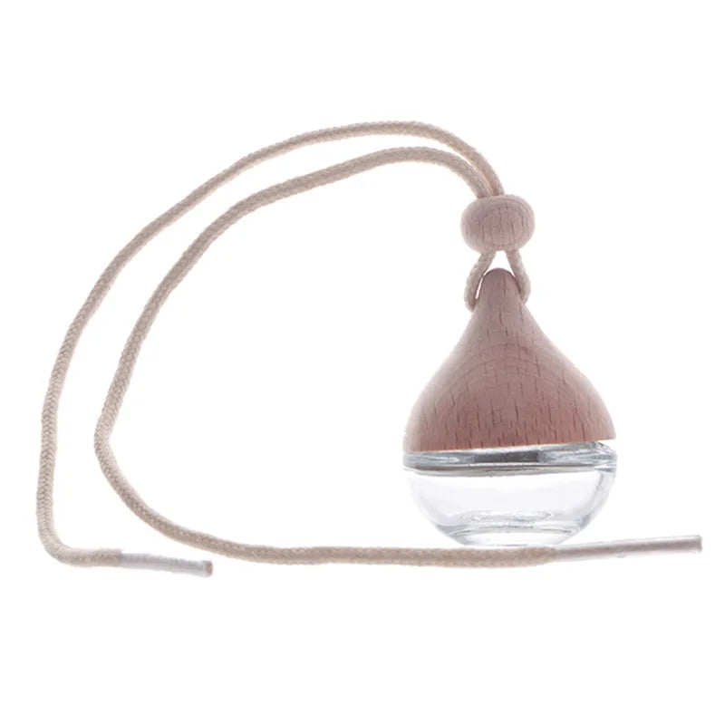 7ml Glass Pendant Car Perfume Bottle with Wood Lid | Refillable Perfume Bottle QXL