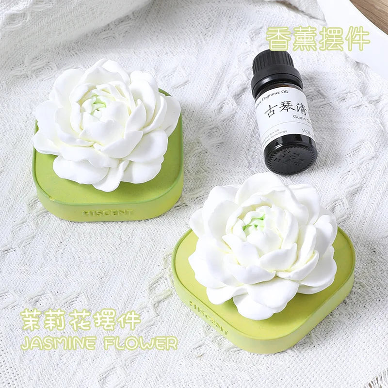 Jasmine Gypsum Plaster Aroma Diffuser | Car & Desk Decor Aroma Diffuser Ornament QXL