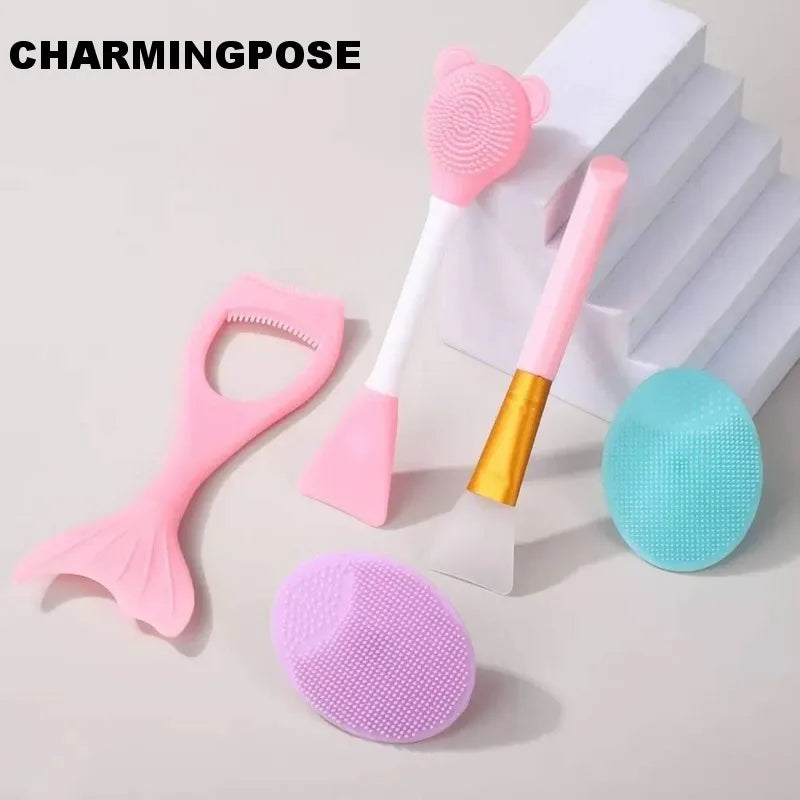 5-Pack Dual-Ended Silicone Face Mask Brush & Applicator Silicone Face Brush QXL