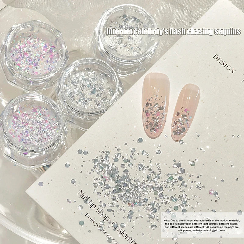 Mermaid Holographic Nail Glitter Flakes & Laser Sequins Nail Art Glitter QXL
