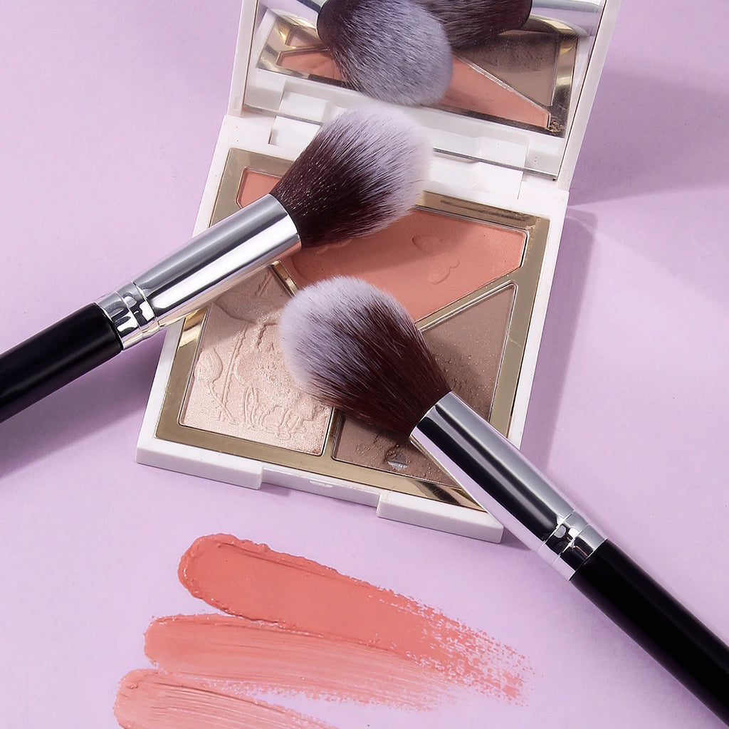 KOSSHOW 2-Pack Blush, Powder & Highlighter Makeup Brush Set Makeup Brush Set QXL