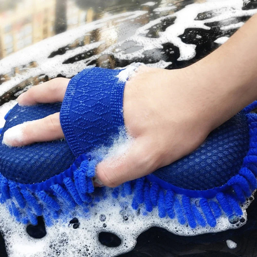 Blue Microfiber Chenille Car Wash Sponge & Cleaning Pad Car Wash Sponge QXL