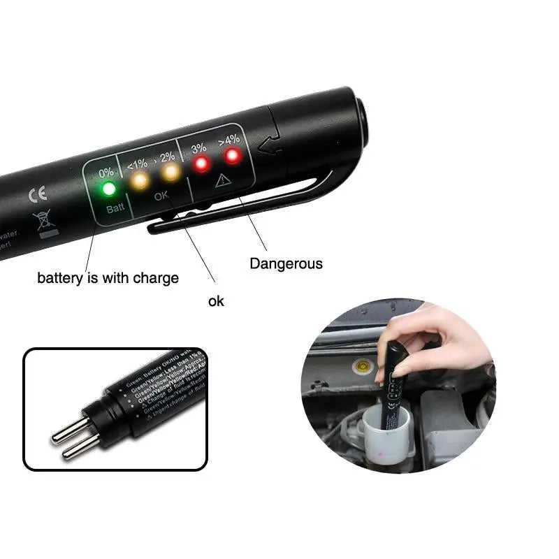Brake Fluid Checker Pen | 5-LED DOT3/4/5 Moisture Tester Brake Fluid Tester QXL