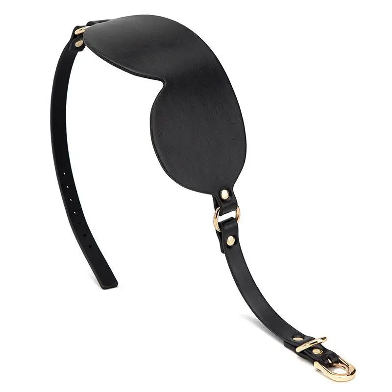 Black PU Leather Eye Mask | Adjustable Gold Buckle Sleep Mask Sleep Eye Mask QXL