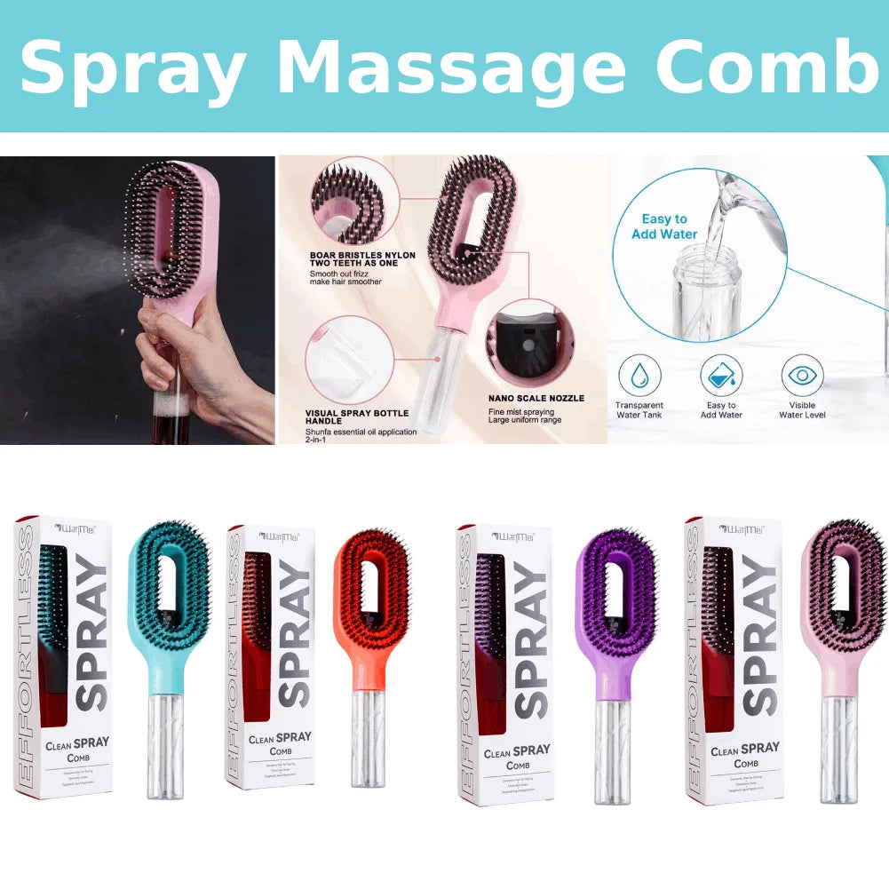 2-in-1 Spray Bottle Hair Comb | Anti-Static Detangler Spray Bottle Hair Comb QXL