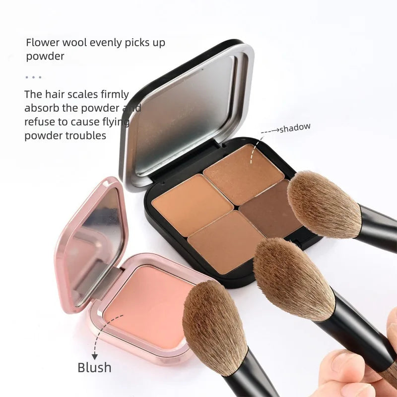 Mini Blush & Contour Brush – Soft Goat Hair, Wood Handle Blush Contour Brush QXL
