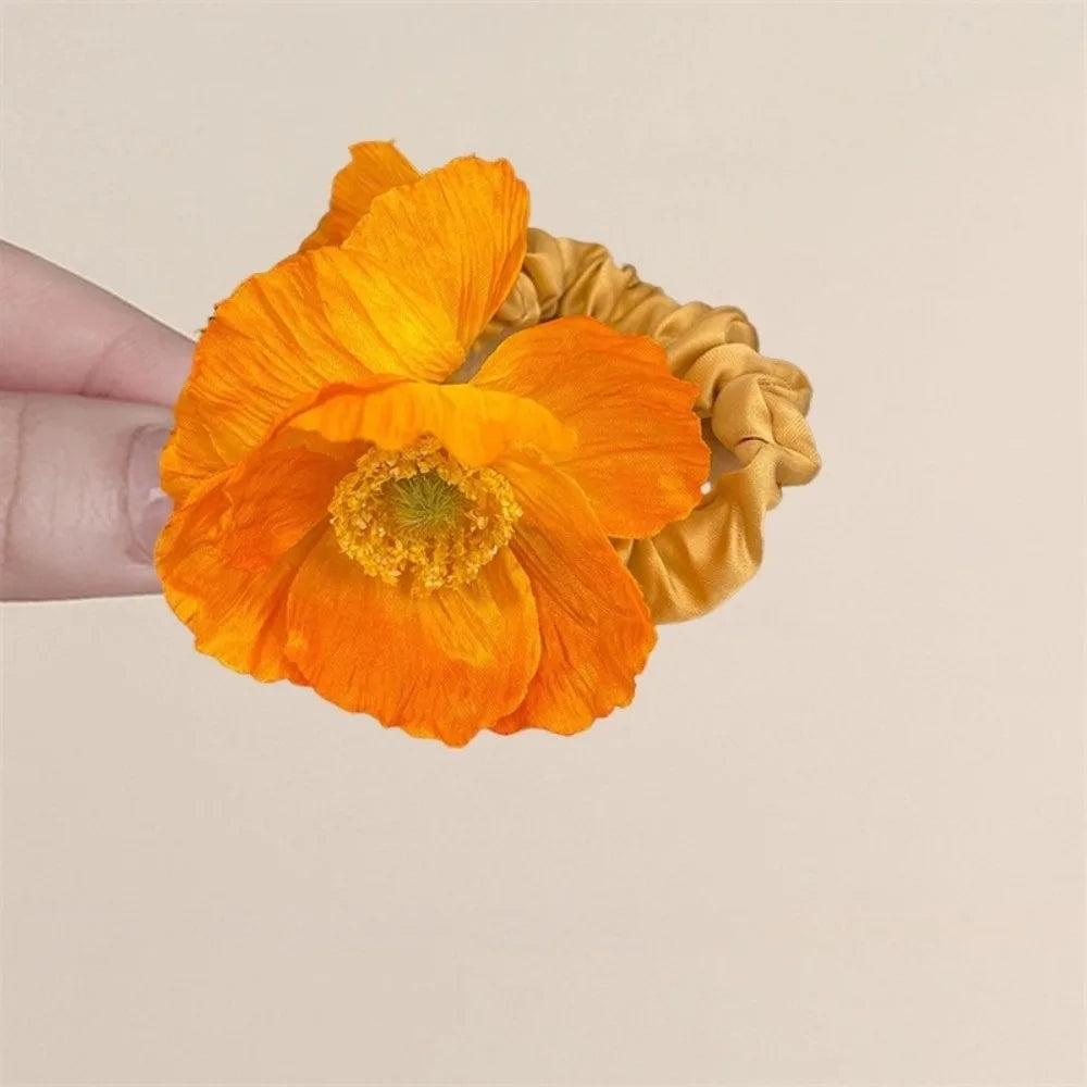 Bohemian Artificial Flower Hair Tie | Floral Ponytail Elastic Floral Hair Tie QXL
