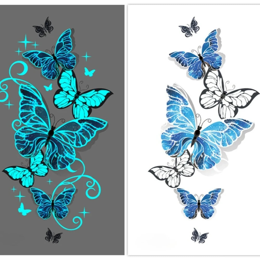 Glow-in-the-Dark Butterfly & Snake Temporary Tattoo Stickers Temporary Tattoo Stickers QXL