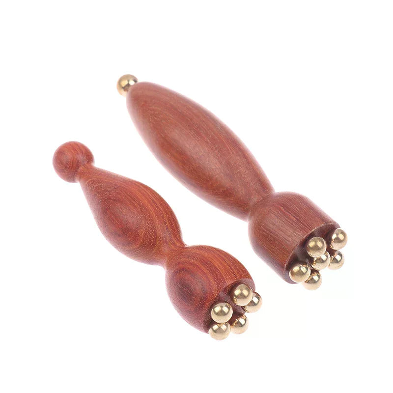 Lotus Seedpod Brass & Rosewood Eye Gua Sha Stick Gua Sha Massage Tool QXL