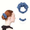 8-Color Satin Elastic Headband & Heatless Hair Curling Roller Satin Hair Roller QXL SZ134-blue