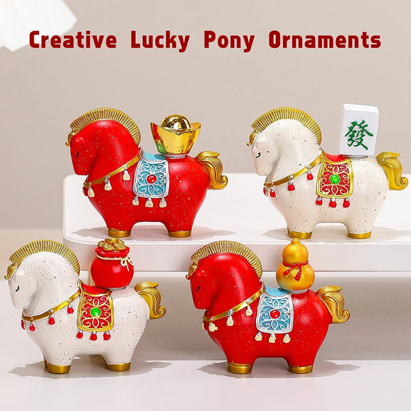 Zodiac Horse Lucky Ingot Figurine | Rotating Resin Home Decor Decorative Figurine QXL