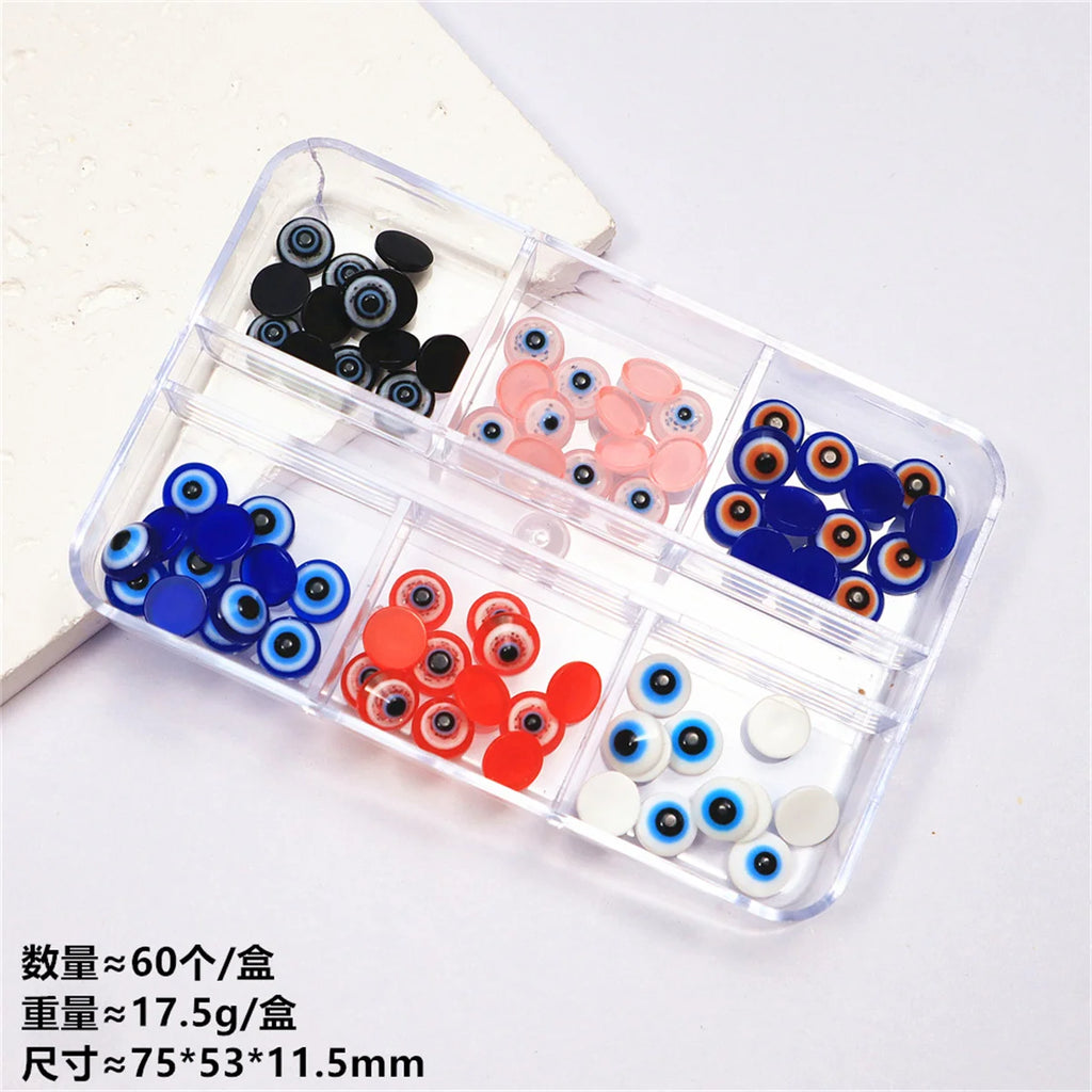 Evil Eye Resin Nail Charms 6mm | Kawaii 3D Nail Decorations Nail Art Charms QXL One Box