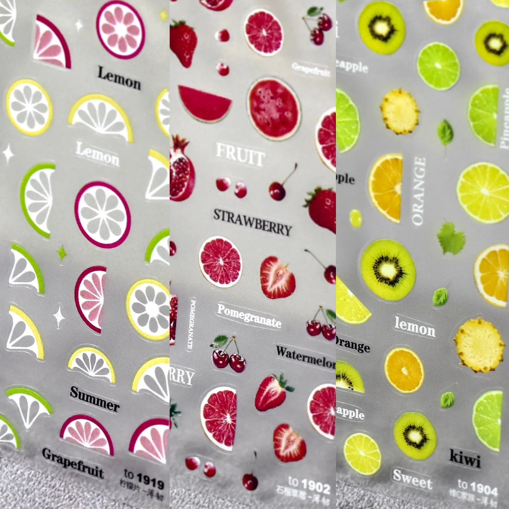 5D Kawaii Fruit Nail Art Stickers | Strawberry & Kiwi Decals Nail Art Stickers QXL