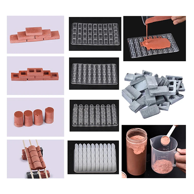 Mini Brick Silicone Mold | DIY Cement & Sand Table Model Silicone Craft Mold QXL