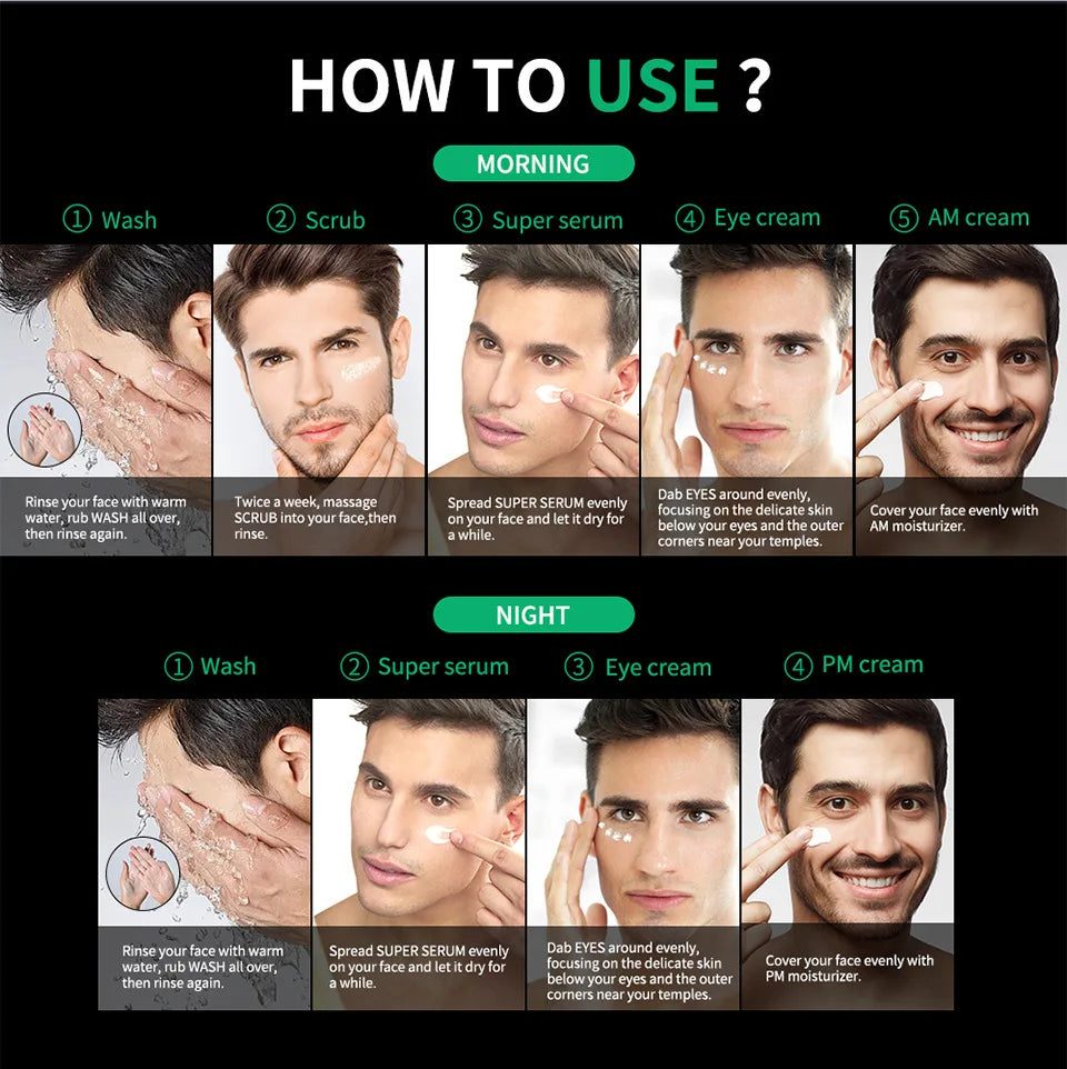Men's 3-in-1 Skin Care Kit | Face Wash, Moisturizer & Eye Cream Men's Skin Care Set QXL