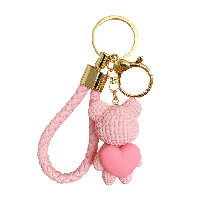 Cute Silicone Bear Couple Keychain | Cartoon Teddy Pendant Gift Novelty Keychain QXL