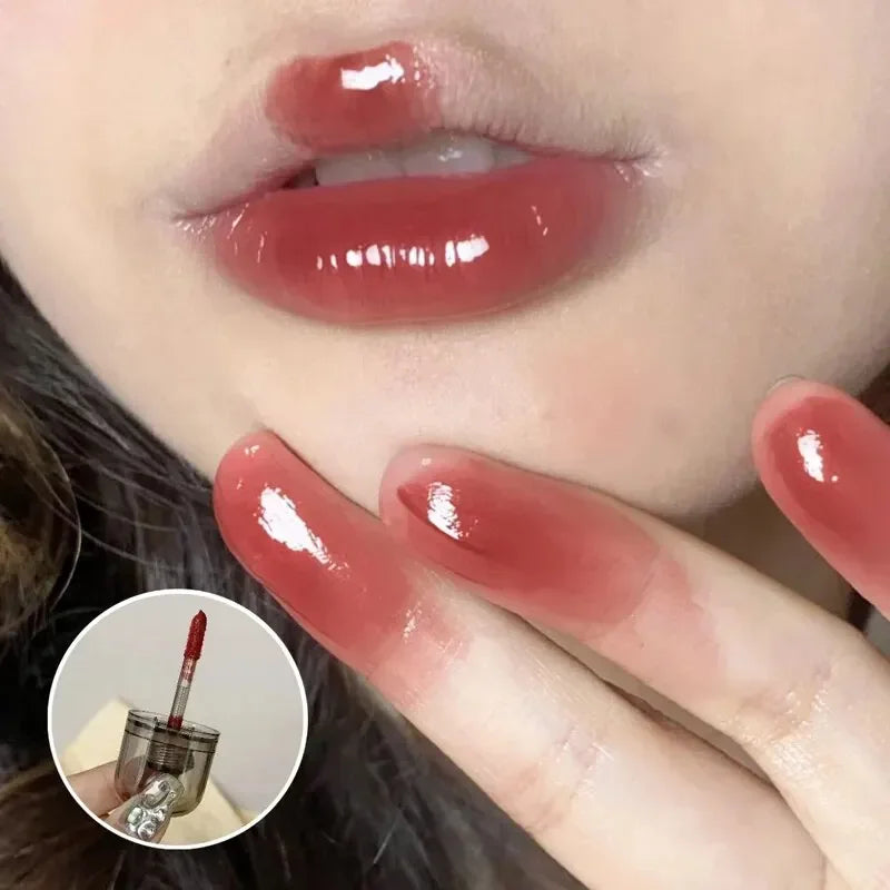 HERORANGE Ice Mirror Lip Glaze – Moisturizing Glossy Lip Gloss Lip Gloss QXL 04 Ice Night Red