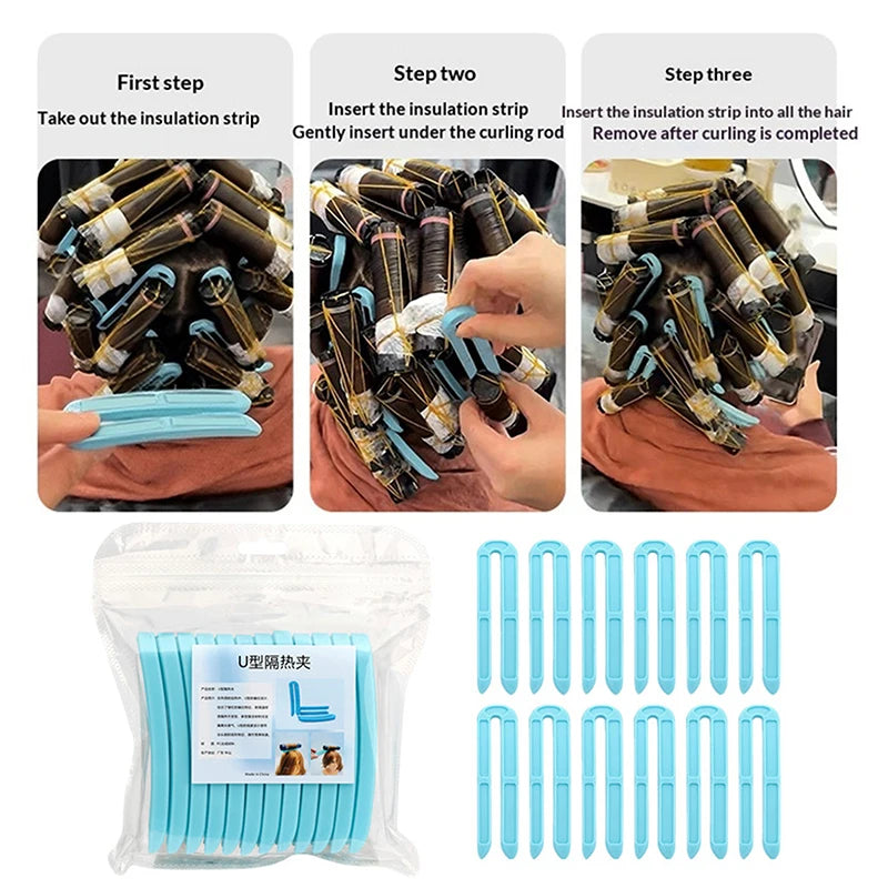 12-Pack U-Shaped Heat Insulation Perm Clips for Salon Curling Perm Hair Clips QXL