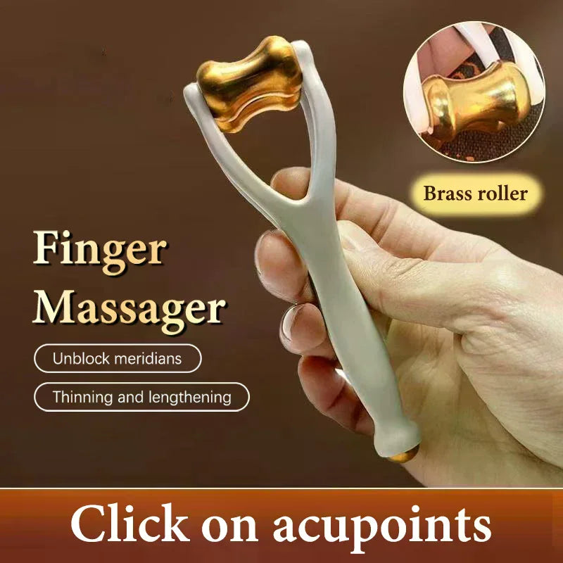 Brass Dual-Row Finger Roller Massager | Bian Stone Tool Finger Roller Massager QXL